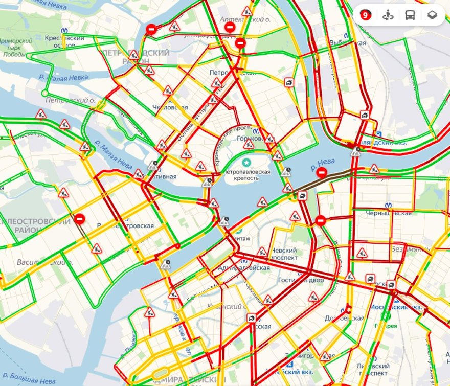 Карта санкт петербурга пробки онлайн сейчас на карте